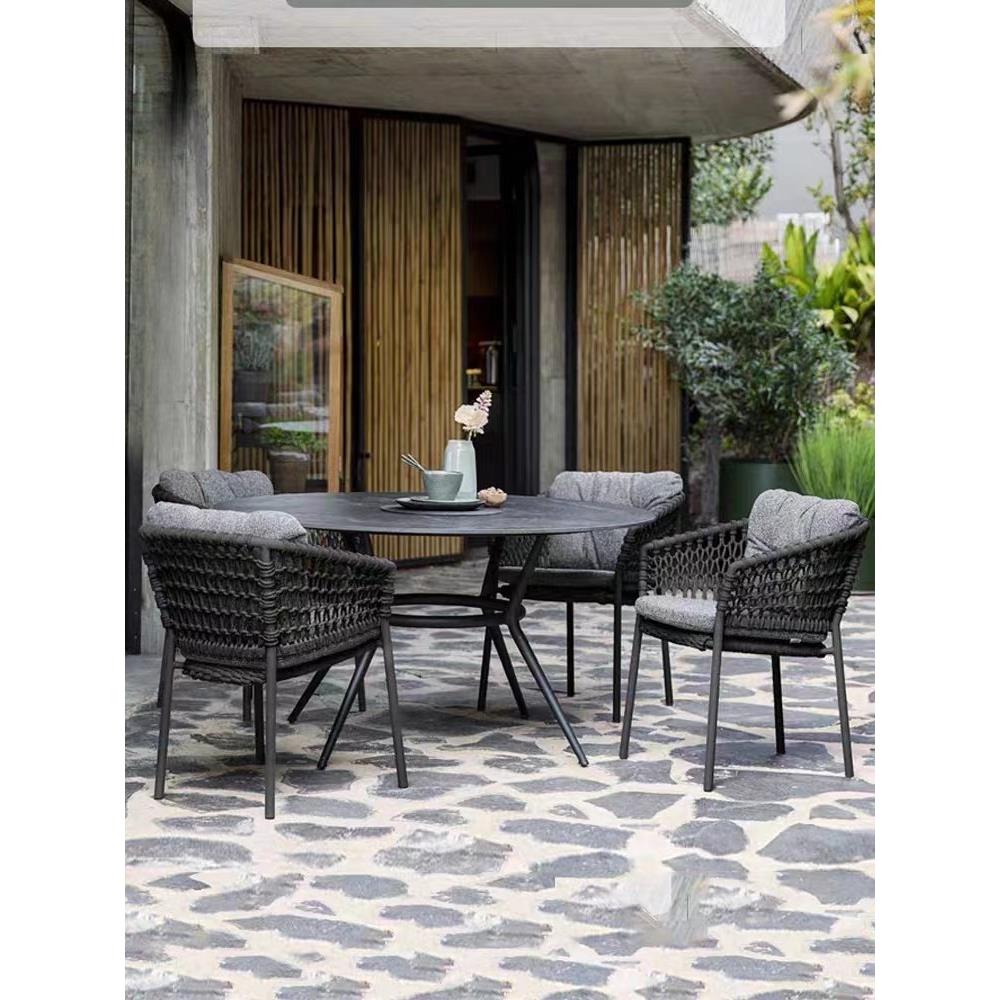 北欧户外藤椅阳台庭院露台花园别墅藤编室外休闲餐桌椅子简约外摆