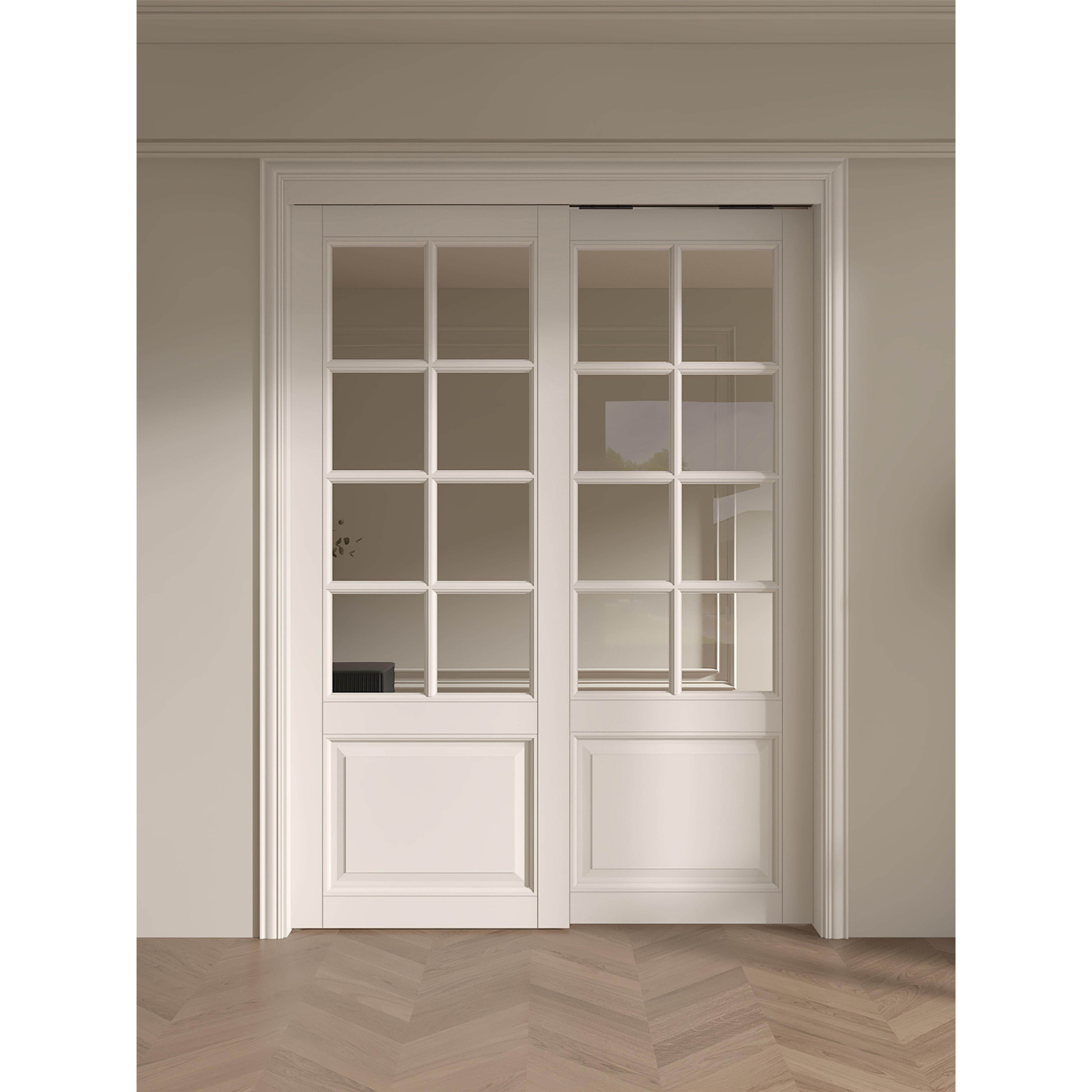 木以木作法式复古风阳台厨房双扇推拉门实木烤漆网红室内吊轨移门