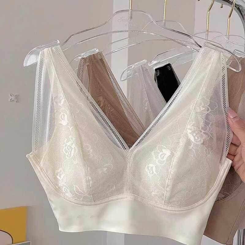 内衣女大胸显小美背超薄款2025新款爆款睡眠文胸罩无痕无钢圈兔耳