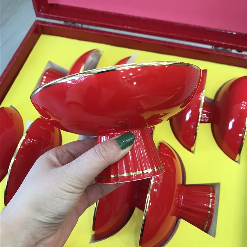 温州订婚高脚碗6寸骨瓷摆盘过年分岁新H年酒搬家面碗皮箱包装送货