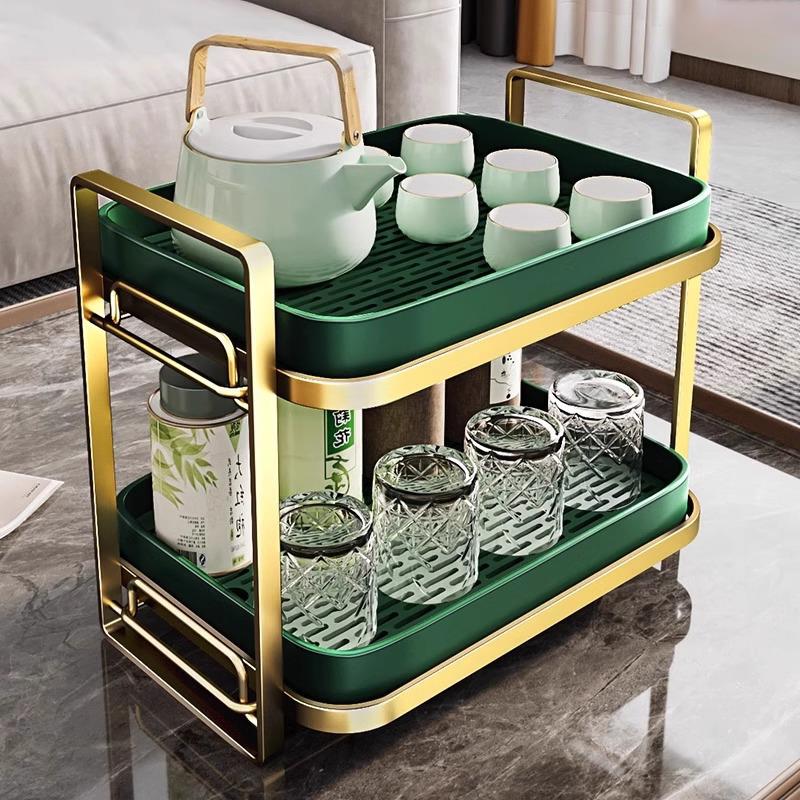 水杯置物架桌面双层茶具沥水托盘放杯子轻奢高级感落地收纳架子