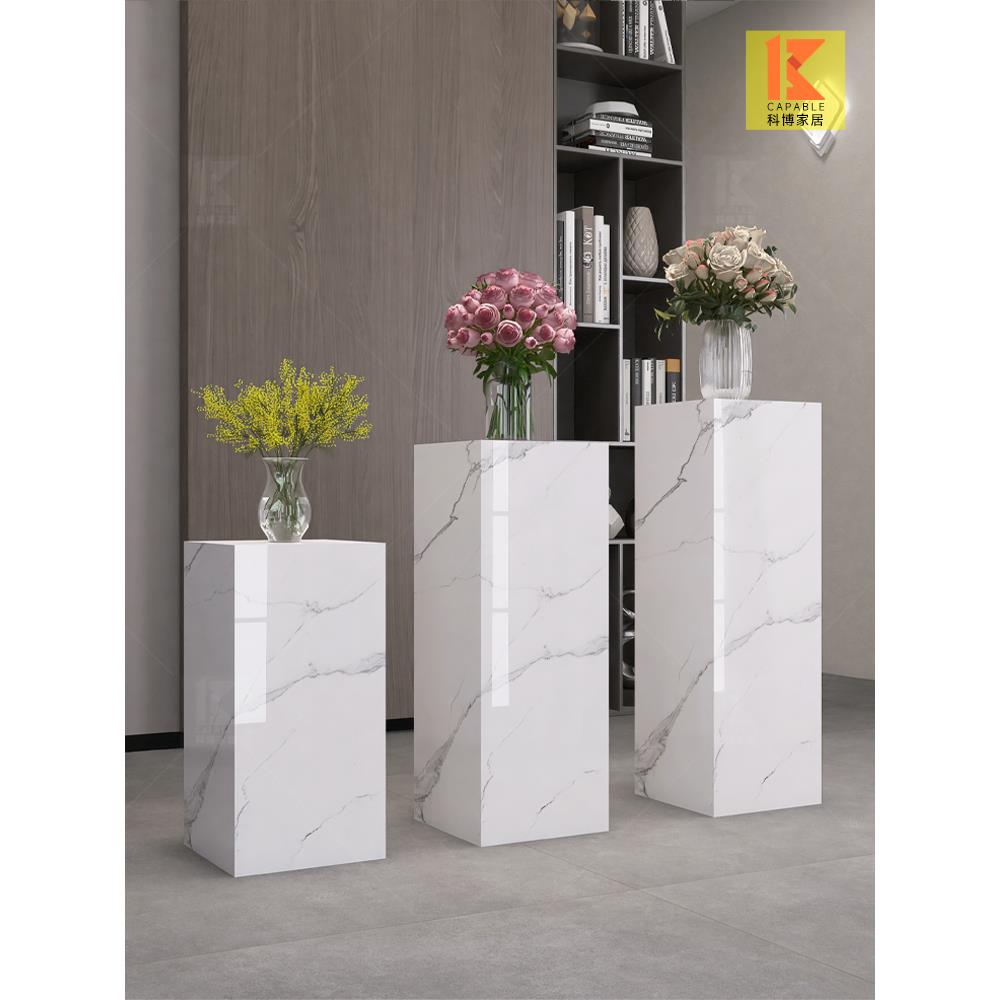 岩板花架子客厅落地式摆台玄关立柱柱子展示增高台大理石摆件底座