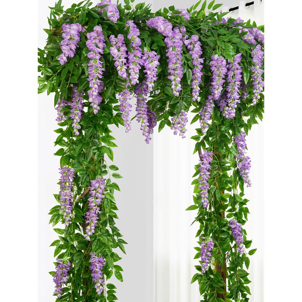 仿真紫藤花假花藤条吊顶花串藤蔓吊花装饰花塑料植物空调管道遮挡