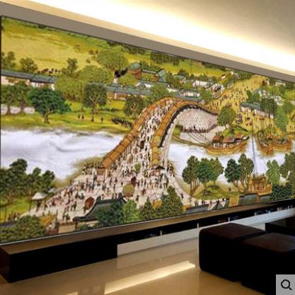 清明上河图十字绣成品2米3米全景大幅客厅装饰画 画人工纯手工绣