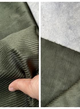 军绿色条绒优质进口棉质地灯芯绒春秋冬优质面料亲肤舒适无弹布料