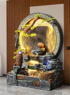 水幕墙流水屏风隔断公司前台装饰品玄关风水鱼缸大号招财落地摆件