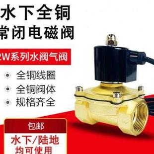 控制阀220v开关阀24v线圈 全铜常闭水下喷泉防水电磁阀水阀地埋式