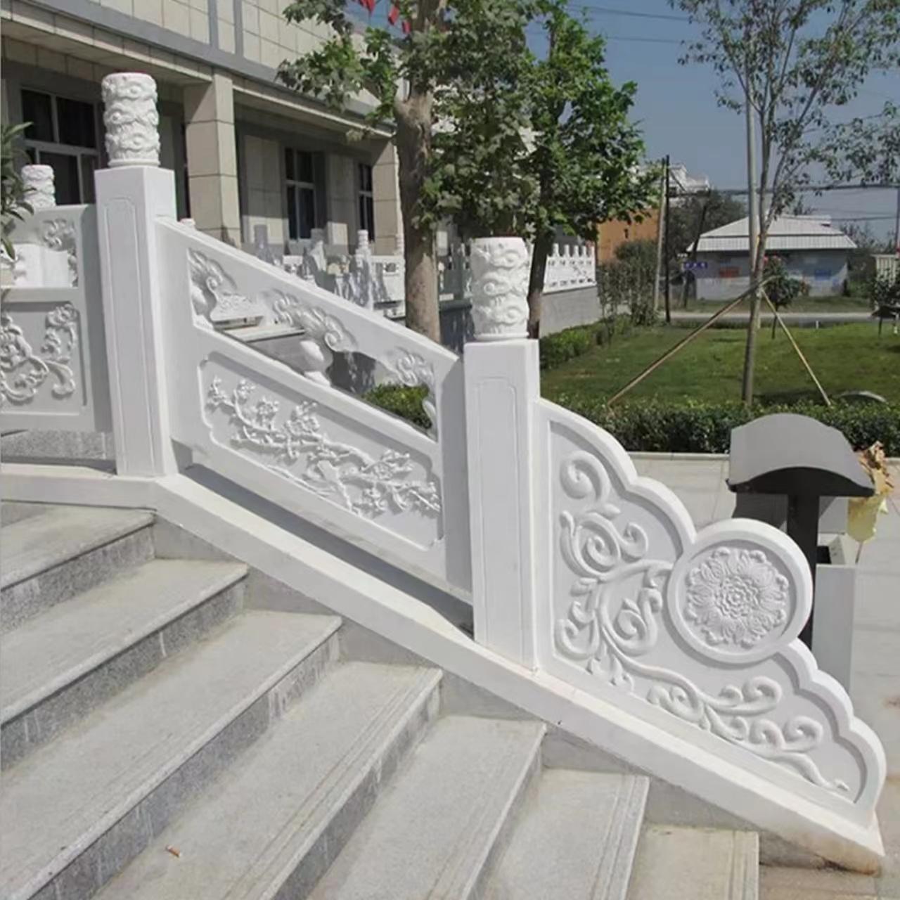 汉白玉升旗台石栏杆围栏石雕花岗岩栏板庭院石拱桥景区河道护栏