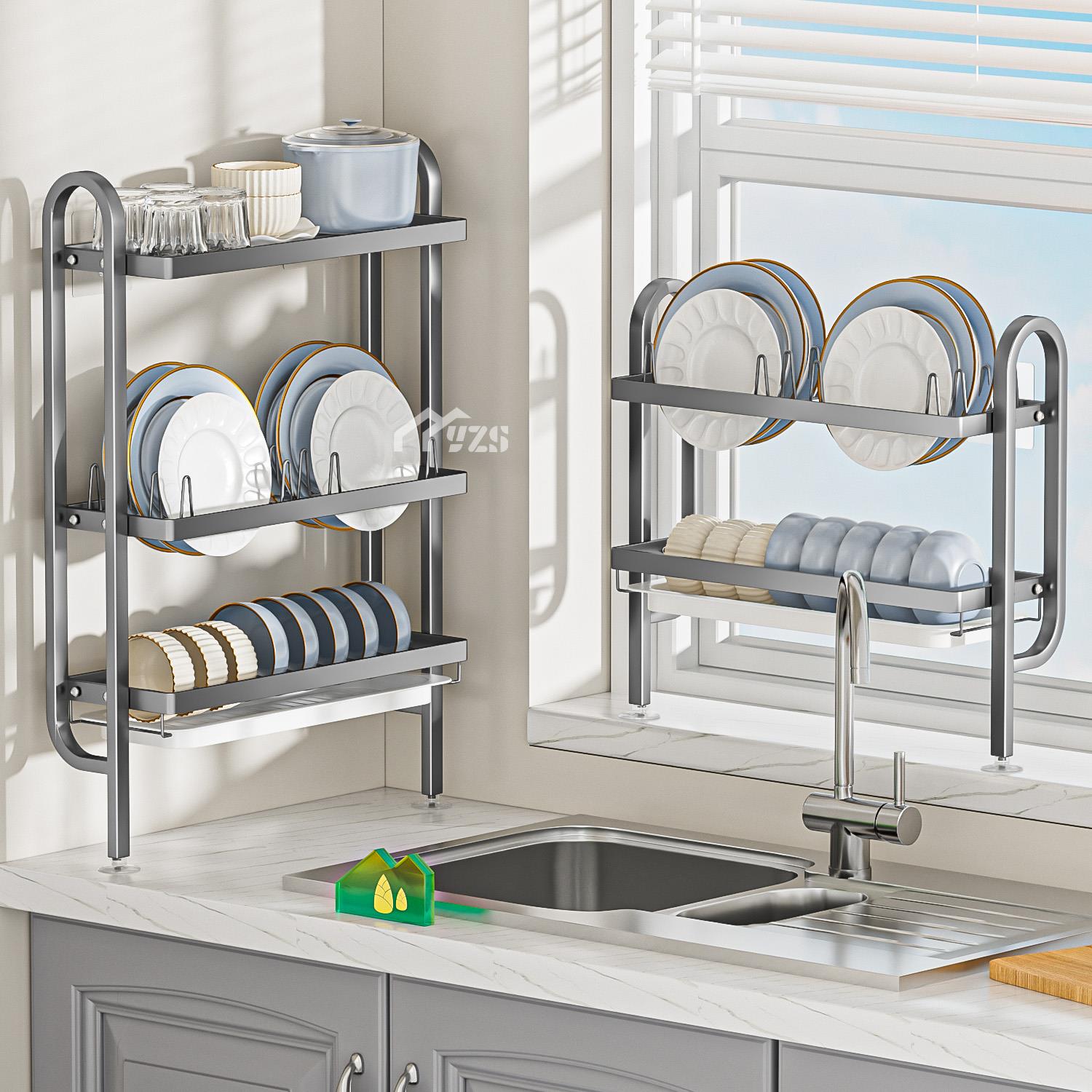 新款厨房极窄碗碟收纳层架台面水槽边小型碗盘沥水碗架碗筷置物架