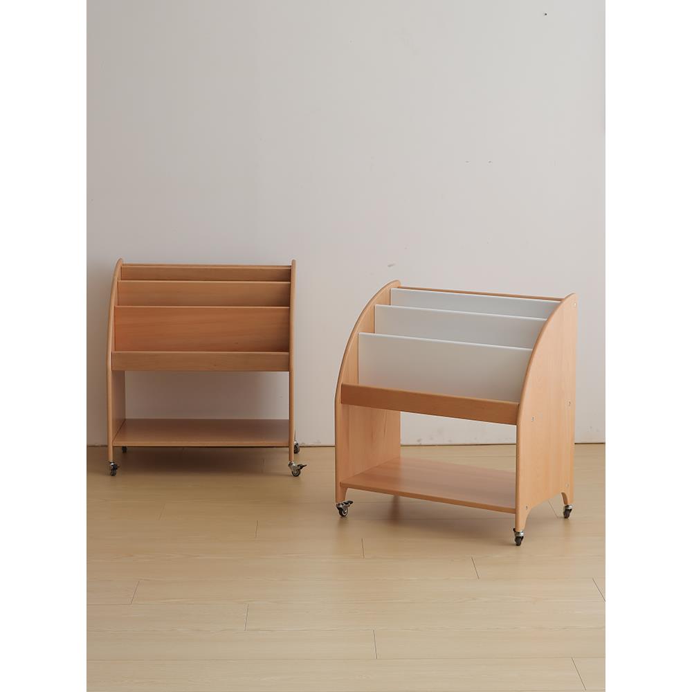 小乔造木实木榉木儿童移动书柜小推车置物架多功能收纳书架绘本架