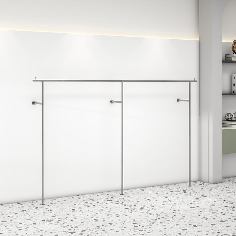 女装店陈列架上墙展示架子不锈钢拉丝加粗挂衣架服装店展示架壁挂