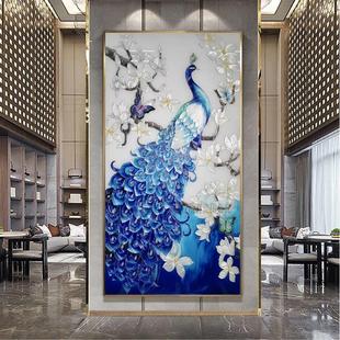 珐琅装饰画入口走廊通道无障碍豪华挂画餐厅客厅新的中国风孔雀壁