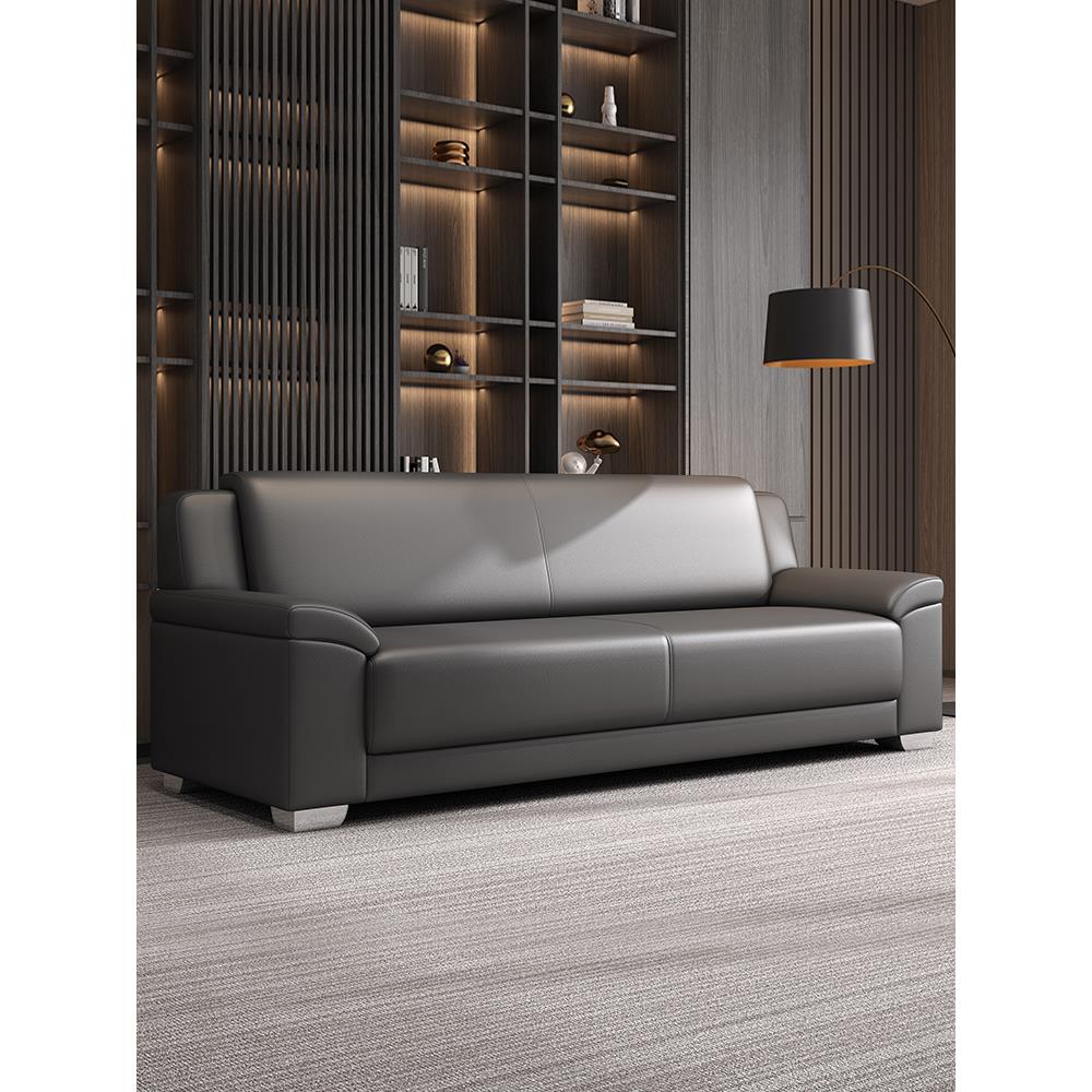 办公沙发简约现代商务接待洽谈休闲Vip接待室真皮三人桌组合