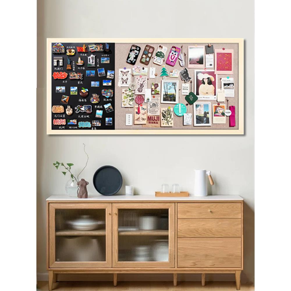 磁性黑板毛毡板组合照片墙贴软木磁吸留言白板展示背景板ins装饰