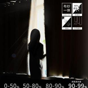 全遮光网红ins风 卧室飘窗窗帘免打孔安装 蕾丝小少女伸缩杆一整套