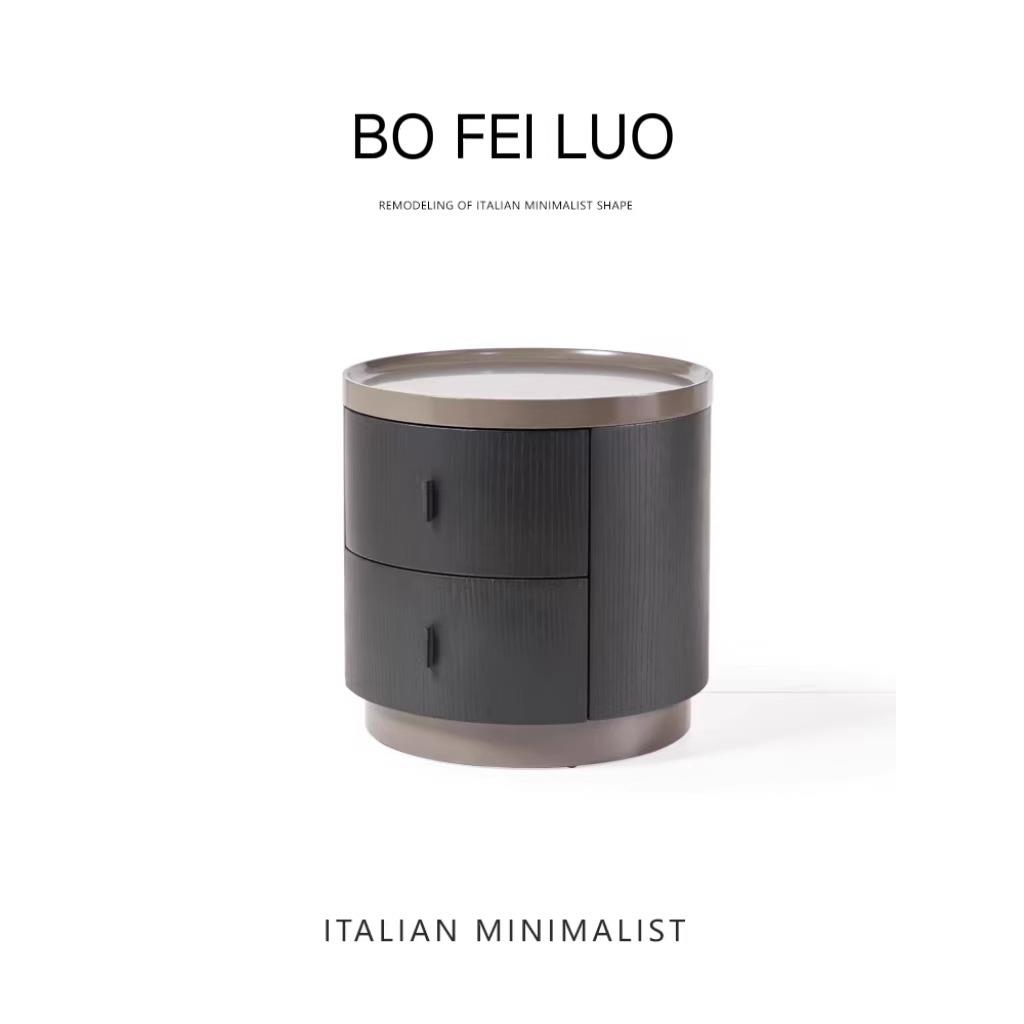 意式极简poliform ONDA设计师家用实木圆形床头柜烤漆储物床边柜