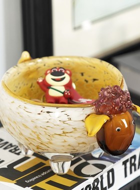 现代简约琉璃小羊收纳果盘装饰品客厅玄关茶几摆设入户钥匙置物架