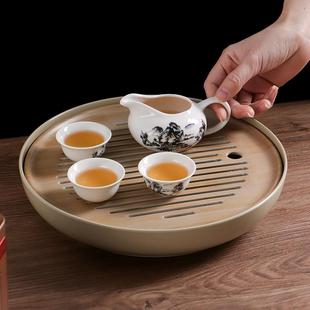 网红茶盘个人专用简易圆形蓄水潮汕功夫单人小茶盘家用2023新款