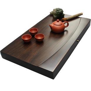 茶海简约大号排水功夫茶具 整块黑檀木茶盘实木茶台长方形家用中式