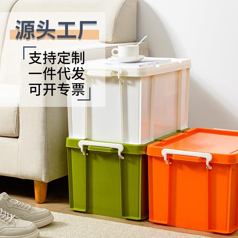 收纳箱子家用杂物储物整理筐内衣宿舍桌面置物塑料整理箱带盖神器