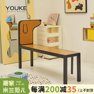 佑刻中古藝術狗狗長凳家用臥室創意裝 矮凳 飾床尾凳工作室玄關換鞋