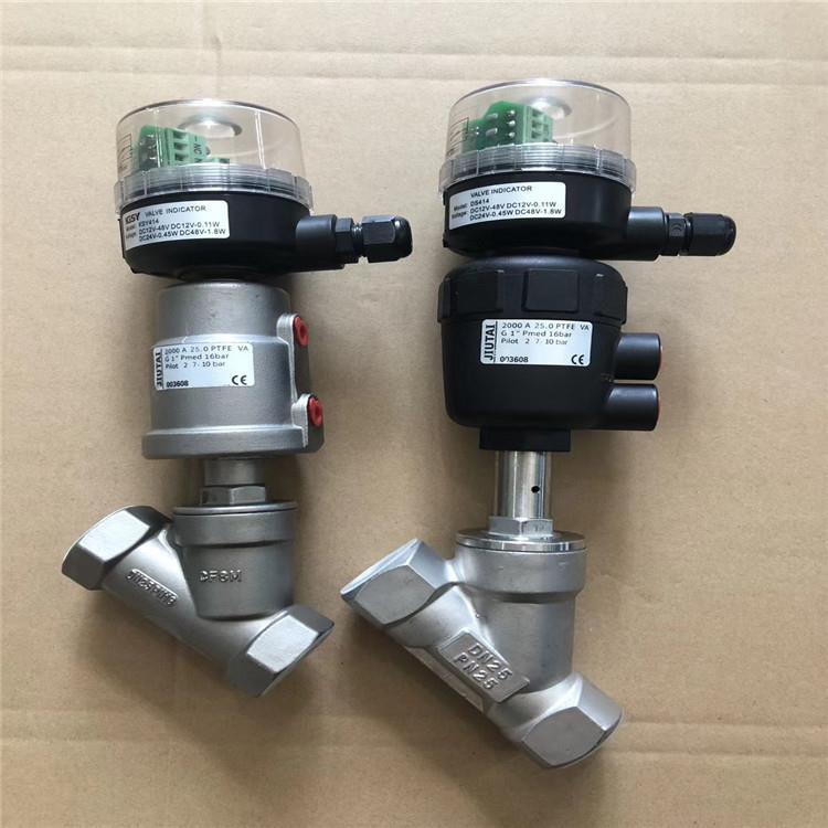 津市市不锈钢阀门J614F-16P/RL DN20内螺纹气动角座阀