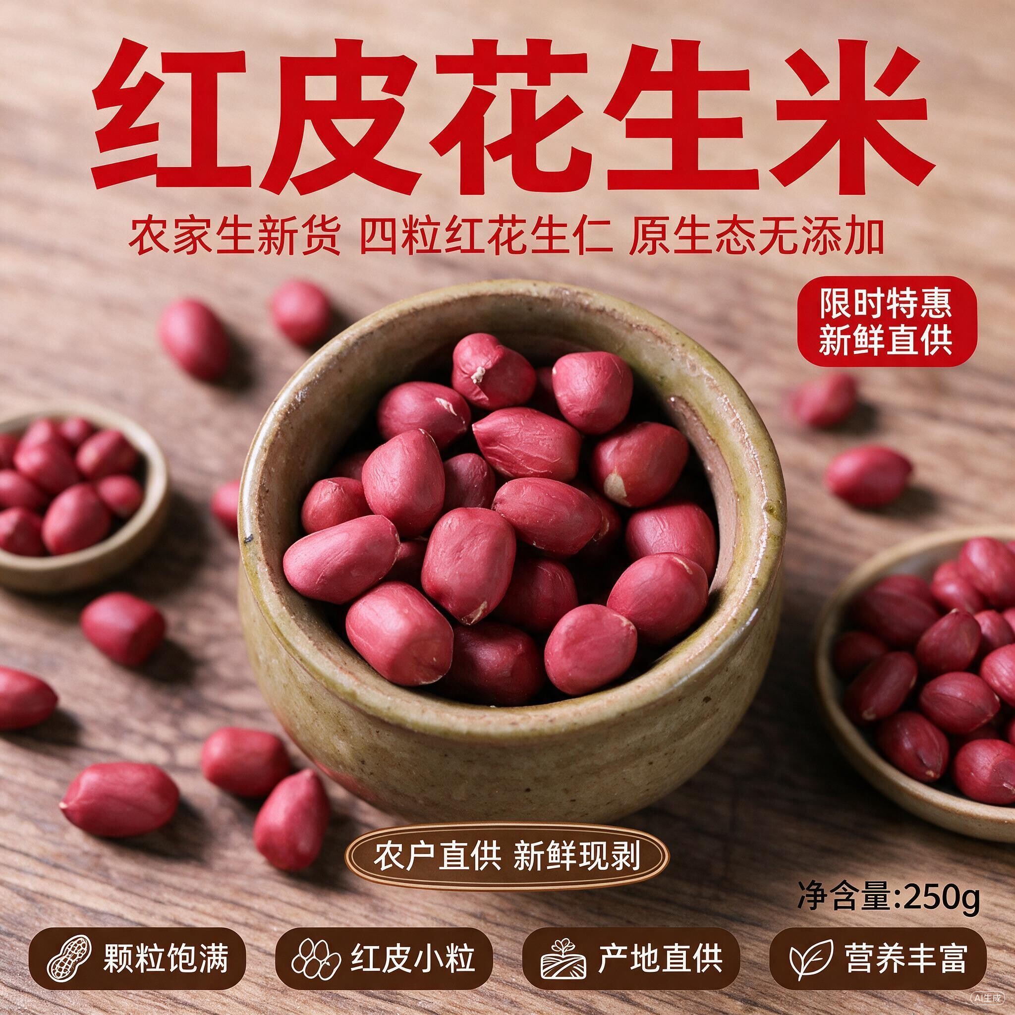 2025年新货红皮花生农家花生米仁
