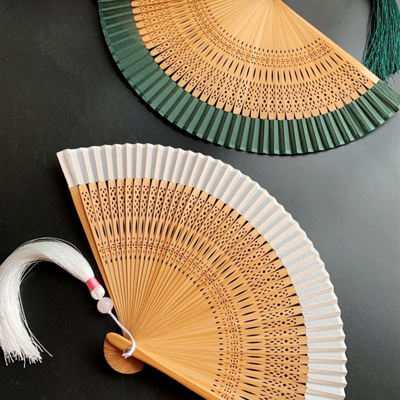 迷你巴掌扇纯色5寸女士古风真丝布扇小扇子竹折扇子夏季便携古风