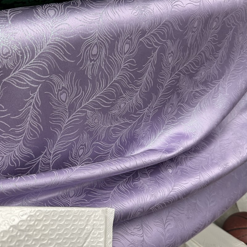 织金雀羽高定真丝正绢面料国风新中式马甲连衣裙套装旗袍礼服布料