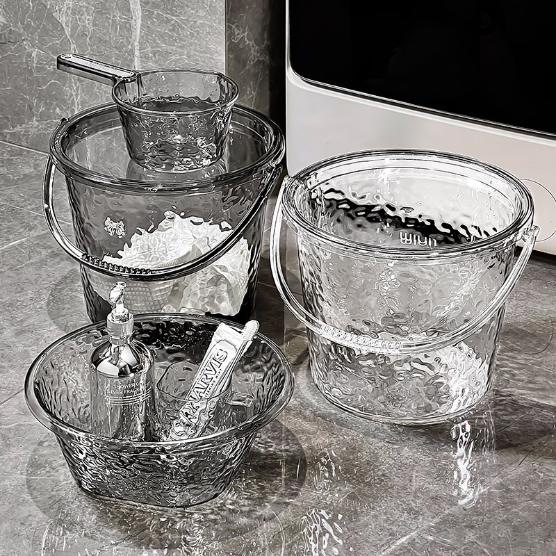 塑料水桶家用大容量纯净空桶提手盖子加厚透明储水洗衣桶大号圆桶