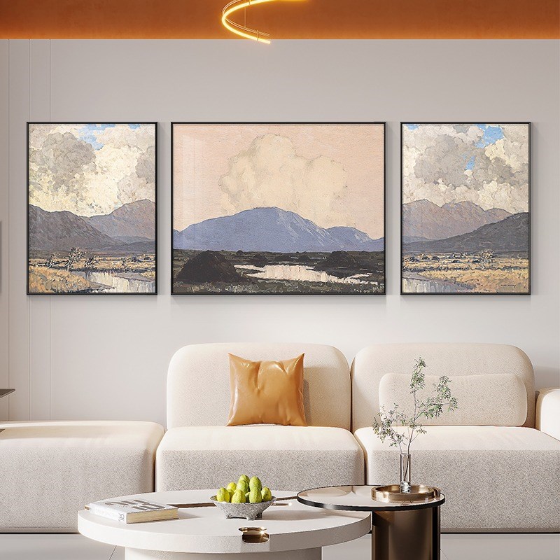 抽象风景客厅北欧装饰画现代简约沙发背景墙挂画三联家庭墙面壁画图片