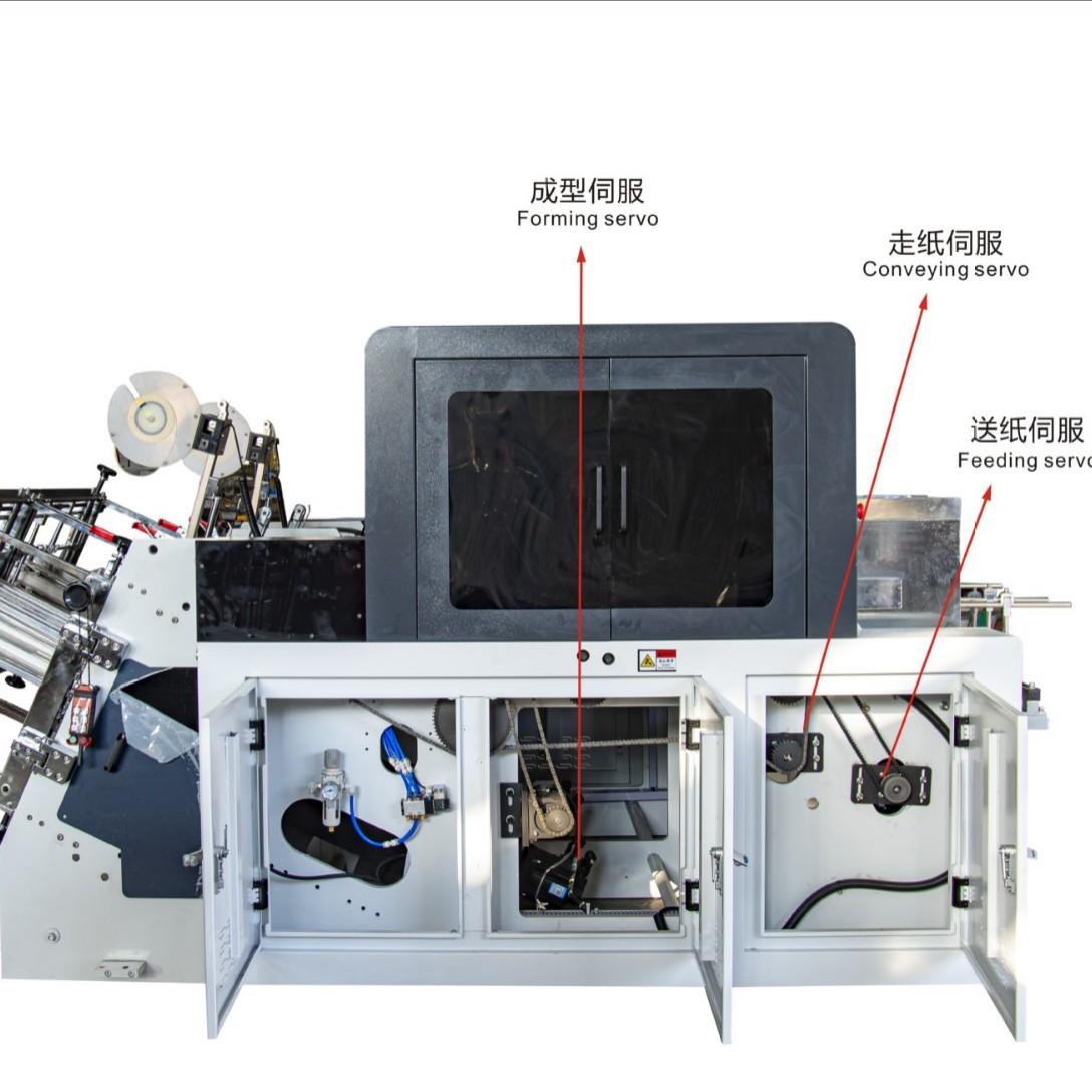 全自动汉堡盒机 生产立体纸盒便当盒外卖盒三角披萨盒成型机
