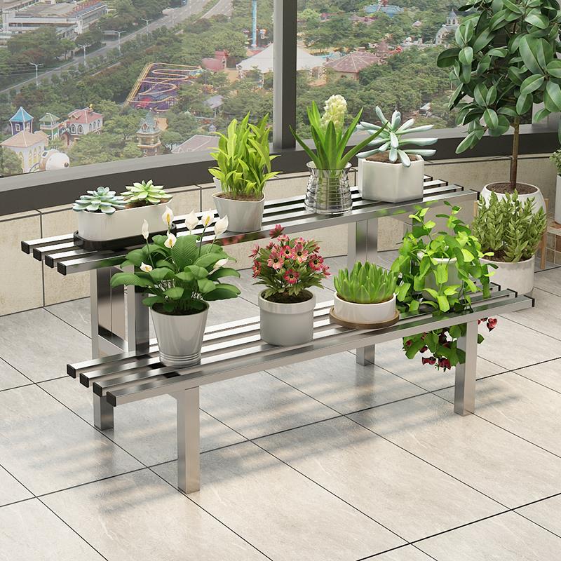 阳台不锈钢花架防水防晒落地式双层室外户外庭院阶梯架子专用