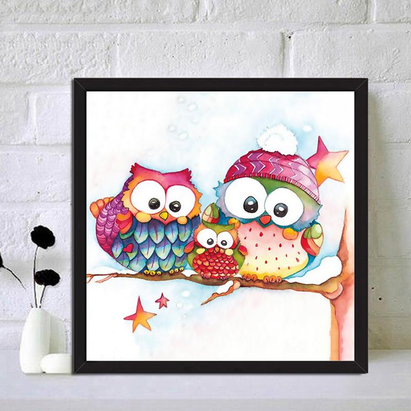 卡通动物钻石画满钻新款2024小幅简单5d贴钻十字绣猫头鹰儿童卧室