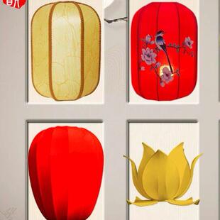 落地灯罩新中式彷古落地灯灯笼罩路引布艺灯罩羊皮灯罩莲花灯罩