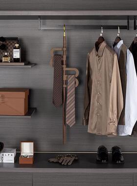 样板房衣帽间意式轻奢衣服皮鞋摆件咖色主题商务男士衣柜软装饰品