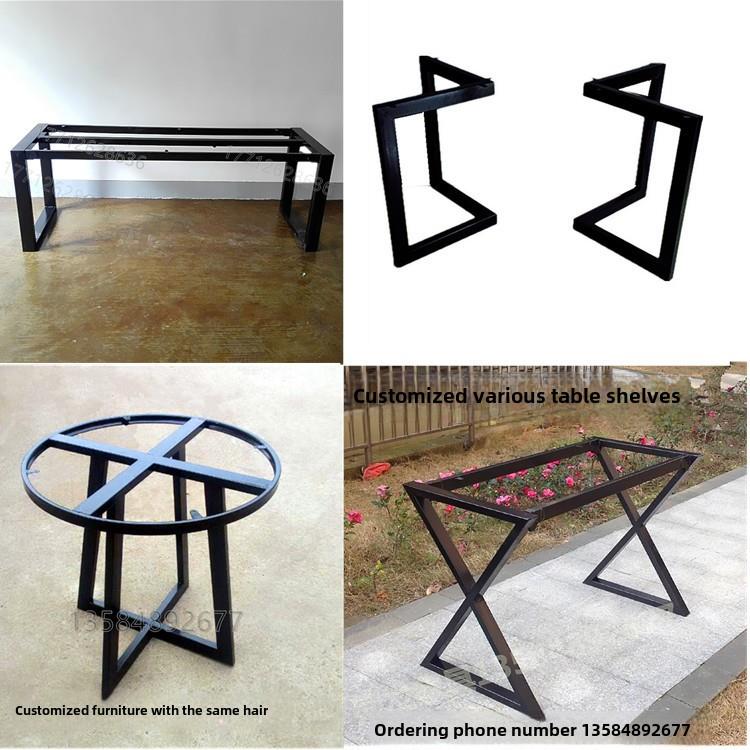 定制铁艺桌架金属桌腿桌脚支架吧台桌脚大板脚办公桌架子餐桌架