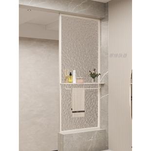 钢化水波纹玻璃屏风隔断洗手池半墙卫生间现代简约铁艺不锈钢置物