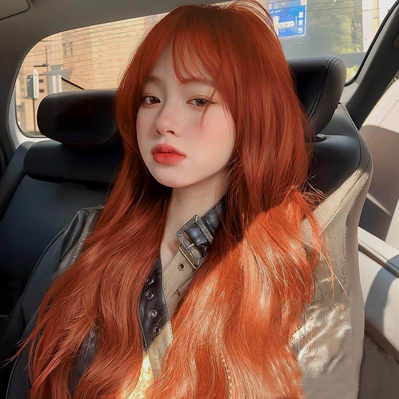 假发女长发网红时尚显白橘色长卷发假发套自然彷全真人发全头套式,美发护发/假发,日常整顶假发,淘宝优惠券,粉丝福利购,淘宝优惠卷