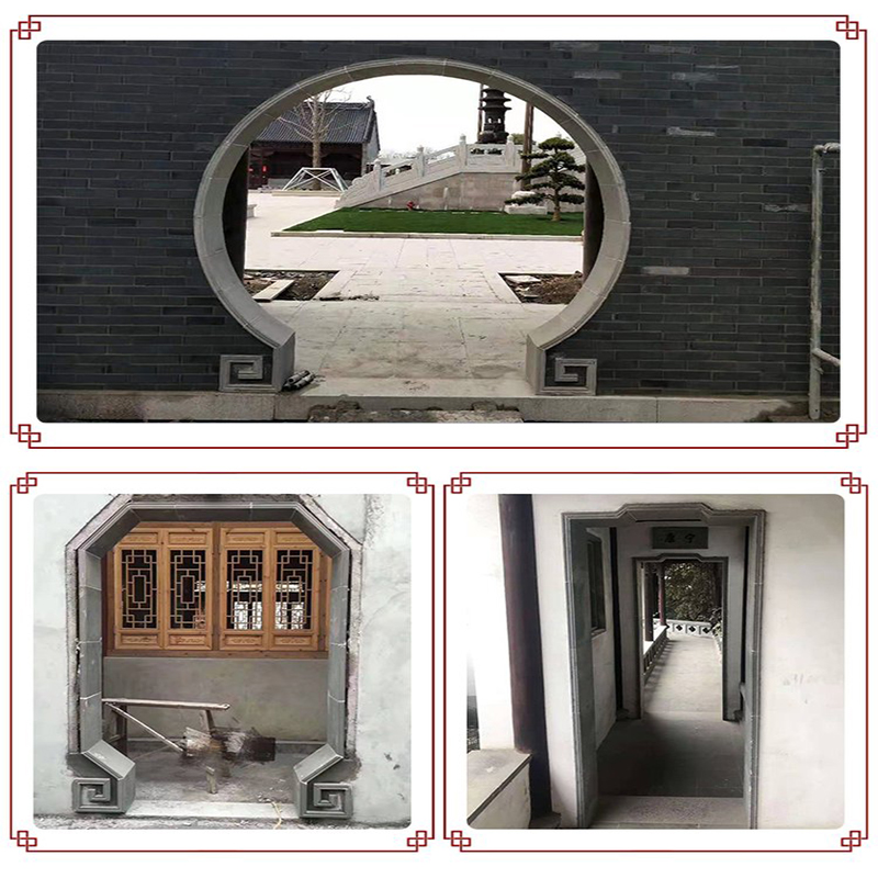 新中式古建庭院青砖月亮门 拱门 月洞门宝瓶门回文线仿古门套砖雕