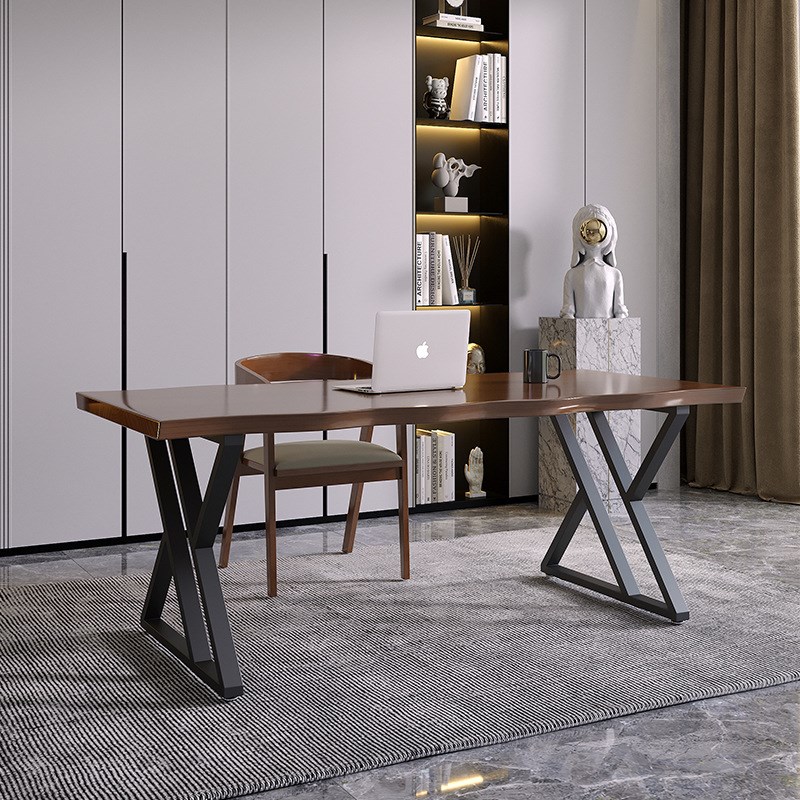 实木大板电脑桌简约现代办公桌洽谈桌工作台原木大U板桌长条书法