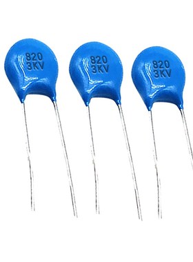 高压瓷片电容3KV820K 片径6mxm 10% 82PF 3000V蓝色插件电容原厂