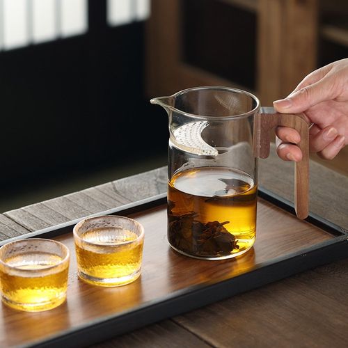 公道杯大容c量550ml公道杯茶漏一体月牙带滤网玻璃耐热加厚分茶器