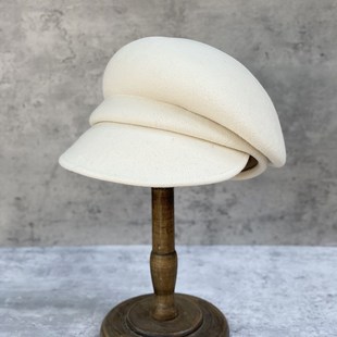 日本款 澳洲羊毛呢斜顶鸭舌青年毡帽报童帽骑士帽子女秋 cac4气质款