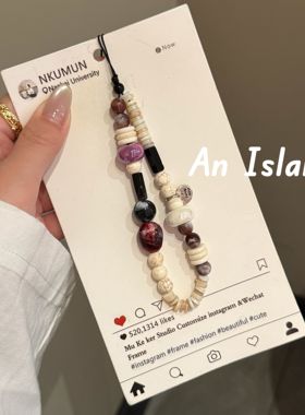 ins风简约百搭手机链挂绳手工串珠挂坠短款挂链链条相机ccd防丢绳