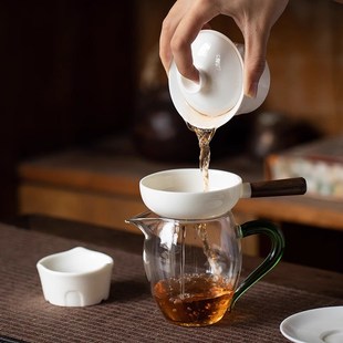 羊脂玉白瓷茶漏茶滤高档茶叶过滤网茶隔茶水分离器滤茶器茶具配件