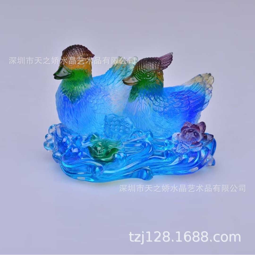 结婚纪念日礼物送老婆 高大上创意琉璃鸳鸯摆件一对姻缘卧室摆件