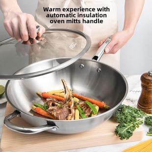 爱仕达304不锈钢炒锅无涂层家用锅具燃气灶电磁炉炒菜锅TV1332