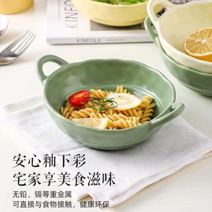 几森林家用陶瓷大号物双耳碗防烫碗面碗汤甜品沙XX852059拉碗65英