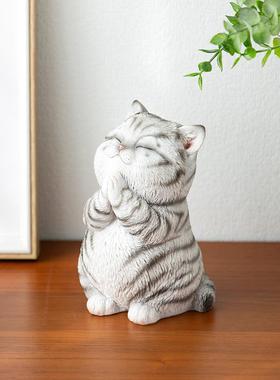 创意仿真许愿猫咪摆件桌面客厅家居装饰品摆设告白礼手工礼品礼物